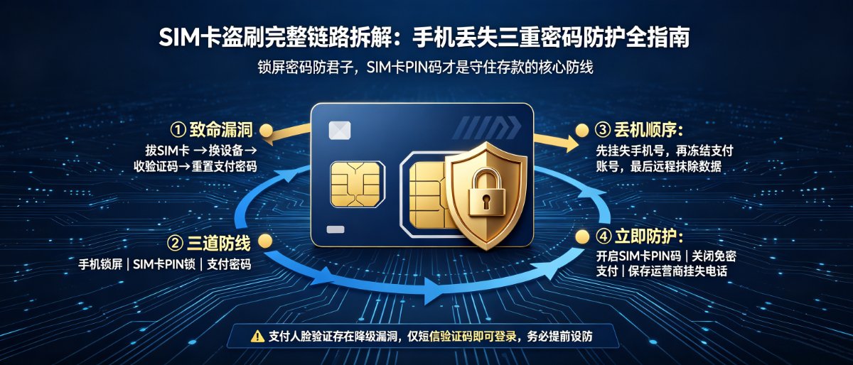 SIM卡盗刷完整链路拆解：手机丢失三重密码防护全指南